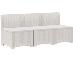 3- vietis Sodas Sofas Ratanas PP Balta