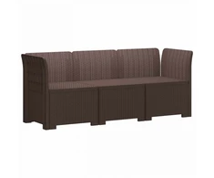 3-Vietis Sodo Sofa Ratanų Išvaizda PP Ruda