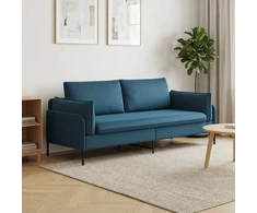 3-Vietis Sofa 3 vietos Mėlyna 222 x 81 x 89 cm Aksomas