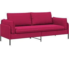 3-Vietis Sofa 3 vietos Vyno raudona 222 x 81 x 89 cm Aksomas