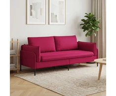 3-Vietis Sofa 3 vietos Vyno raudona 222 x 81 x 89 cm Aksomas