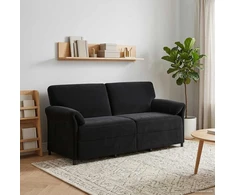 3-Vietis Sofa Juoda 198 x 83 x 95 cm Aksomas
