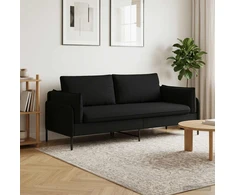 3-Vietis Sofa Juoda 222 x 81 x 89 cm Audinys