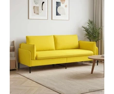 3-Vietis Sofa Šviesi geltona 222 x 81 x 89 cm Audinys
