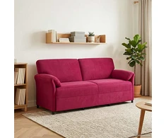 3-Vietis Sofa Vyno raudona 198 x 83 x 95 cm Aksomas
