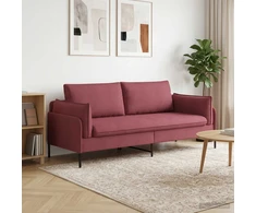 3-Vietis Sofa Vyno raudona 222 x 81 x 89 cm Audinys