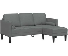 Sofa Sofos komplektas su pagalve Tamsiai pilka Poliesteris
