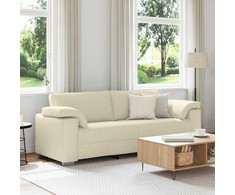 3-Vietis Sofa Smėlio 220 cm Lino mišinio audinys