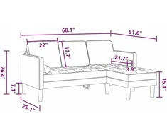 Sofa Sofos komplektas su pagalve Juoda Poliesteris
