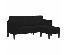 Sofa Sofos komplektas su pagalve Juoda Poliesteris