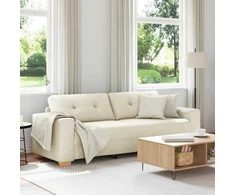 3-Vietis Sofa Smėlio 220 cm Lino mišinio audinys