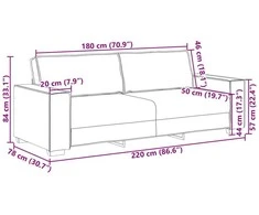3-Vietis Sofa Vyno raudona 220 cm audinys