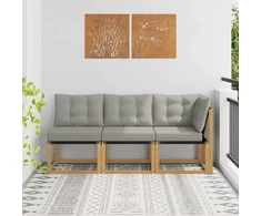3 vnt. Lauko vidurinė ir kampinė sofa Balta