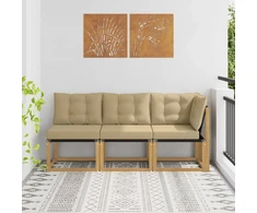 3 vnt. Lauko vidurinė ir kampinė sofa Balta