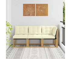 3 vnt. Lauko vidurinė ir kampinė sofa Balta
