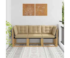 3 vnt. Lauko vidurinė ir kampinė sofa Balta