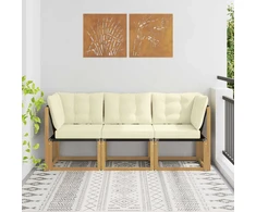 3 vnt. Lauko vidurinė ir kampinė sofa Balta