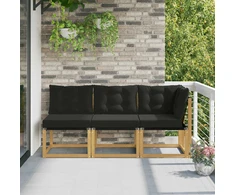 3 vnt. Lauko vidurinė ir kampinė sofa Balta
