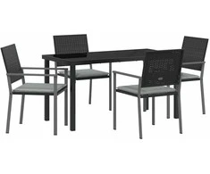 Lauko baldų komplektas Sodo valgomojo komplektas 5 pcs Juoda ir šviesiai pilka