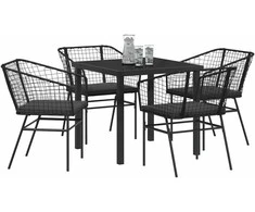 Lauko baldų komplektas Sodo valgomojo komplektas 5 pcs Juoda poliratanas