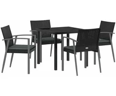 Lauko baldų komplektas Sodo valgomojo komplektas 5 pcs Juoda ir pilka PE ratanas
