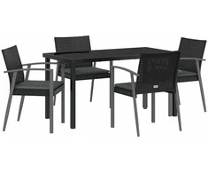 Lauko baldų komplektas Sodo valgomojo komplektas 5 pcs Juoda ir pilka PE ratanas