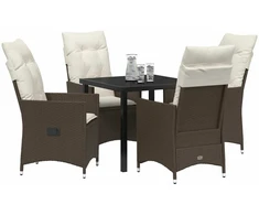 Lauko baldų komplektas Sodo valgomojo komplektas su pagalve 5 pcs Ruda poliratanas
