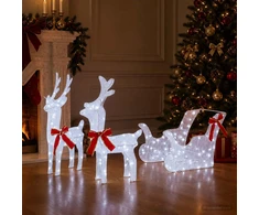 3D kalėdinis elnias su rogėmis LOVIISA 3 vnt. 160 LED