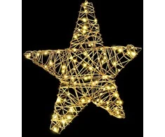 3D žvaigždė su 50 LED Šilta balta 55 x 52.5 x 9 cm Ratanas