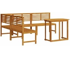 Lauko baldų komplektas Sodo suolelių komplektas 4 pcs Ruda Kietos akacijos mediena