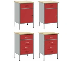 Darbo spinta 4 vnt. Raudona ir pilka 200 x 55 x 85 cm