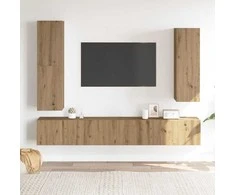 TV staliukas 4 dalių sieninis televizoriaus spintelės komplektas Artisan Oak