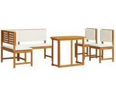 Lauko baldų komplektas Sodo suolelių komplektas 4 pcs Ruda Kietos akacijos mediena