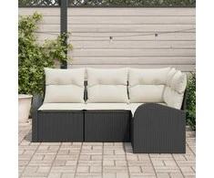 Lauko baldų komplektas Sodo Sofų Rinkinys 4 pcs Juoda poliratanas