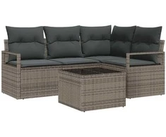 Lauko baldų komplektas Sofos komplektas 5 pcs Pilka poliratanas