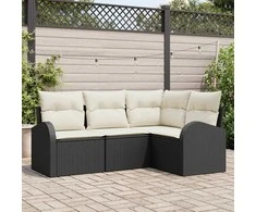 Lauko baldų komplektas Sodo Sofų Rinkinys 4 pcs Juoda poliratanas