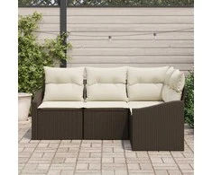 Lauko baldų komplektas Sofos komplektas su pagalve 4 pcs Ruda poliratanas