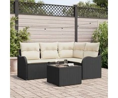 Lauko baldų komplektas Sodo Sofų Rinkinys 5 pcs Juoda poliratanas