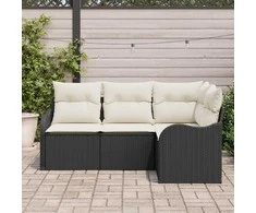 Lauko baldų komplektas Sodo Sofų Rinkinys su saugykla 4 pcs Juoda poliratanas