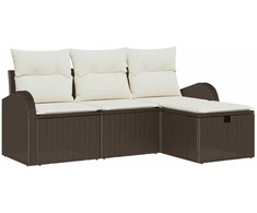 Lauko baldų komplektas Sodo Sofų Rinkinys su pagalve 4 pcs Ruda poliratanas