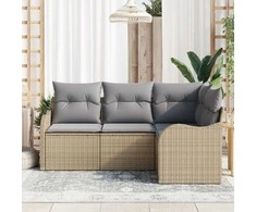 Lauko baldų komplektas Sodo Sofų Rinkinys su saugykla 4 pcs Smėlio poliratanas
