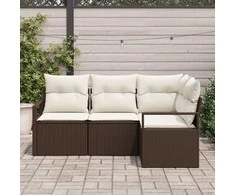 Lauko baldų komplektas Sofos komplektas 4 pcs Ruda poliratanas
