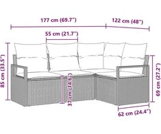 Sofos komplektas 4 pcs Ruda poliratanas