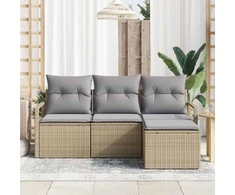 Lauko baldų komplektas Sofos komplektas 4 pcs Smėlio poliratanas