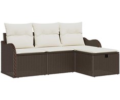 Lauko baldų komplektas Sodo Sofų Rinkinys su pagalve 4 pcs Ruda Poli ratanas
