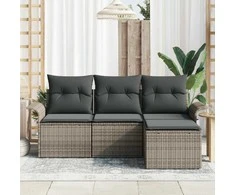 Sofos komplektas su pagalve 4 pcs Pilka poliratanas