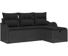 Sodo Sofų Rinkinys 4 vnt. Juoda poliratanas