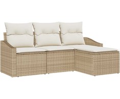 Lauko baldų komplektas Sofos komplektas su pagalve 4 pcs Smėlio poliratanas