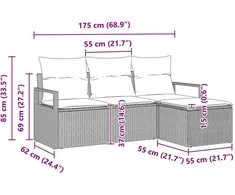 Sofa Sofos komplektas 4 vnt. Juoda poliratanas
