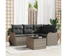 Lauko baldų komplektas Sodo Sofų Rinkinys su saugykla 5 pcs Juoda poliratanas